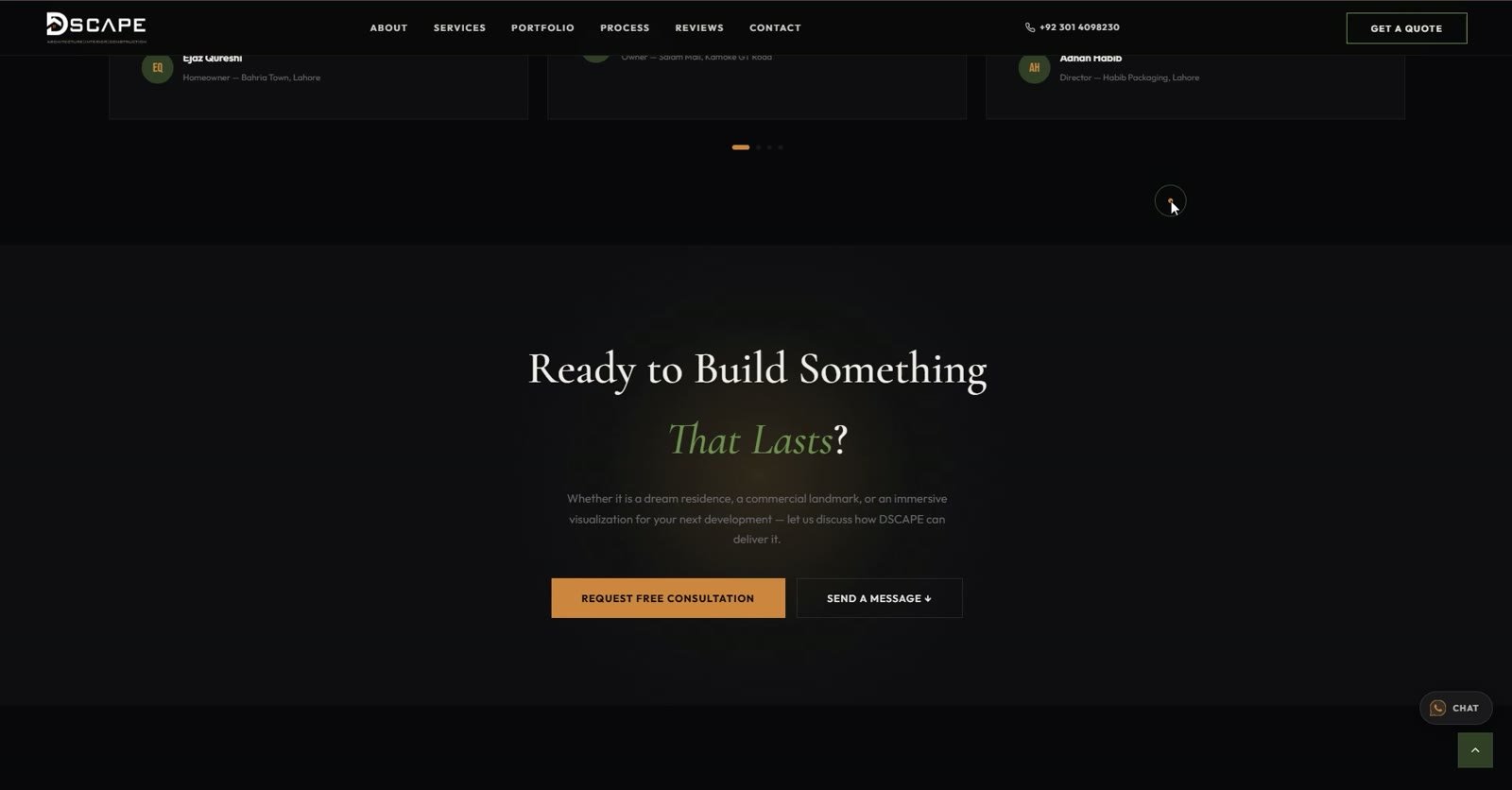 DSCAPE website closing call to action inviting a free consultation