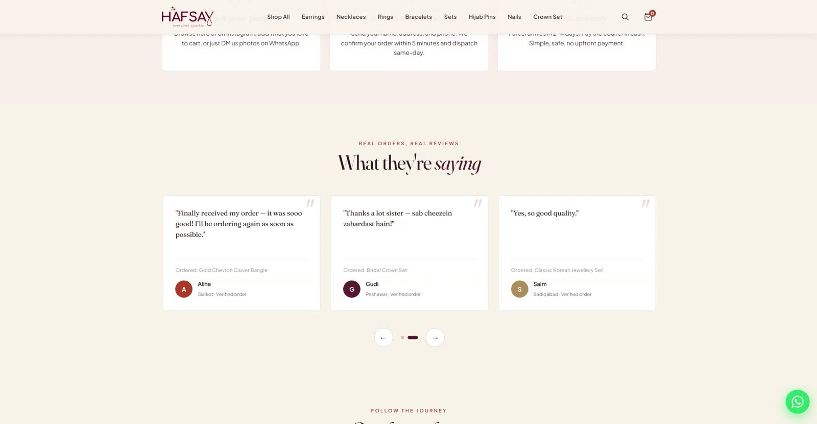 HAFSAY website customer review section
