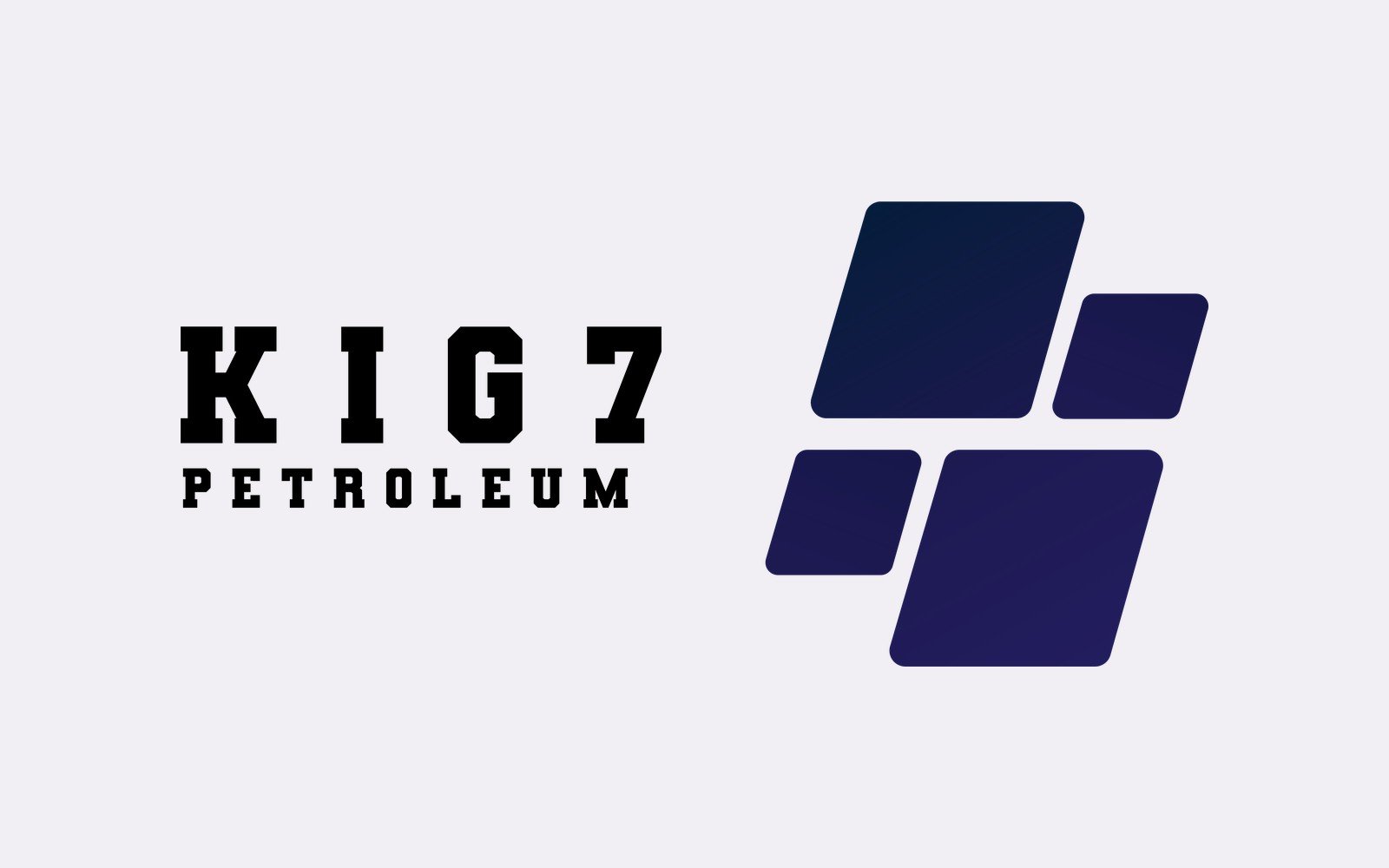 KIG7 Petroleum logo — slab wordmark with a stacked block device in navy