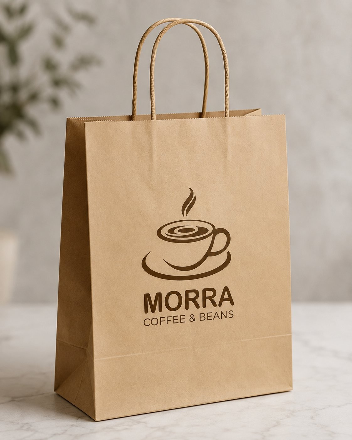 MORRA branded kraft paper bag
